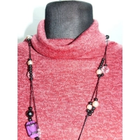 Melanżowy luźny sweter OVERSIZE z golfem - wiśniowy